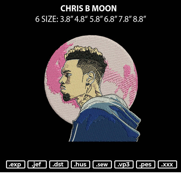 Chris B Moon Embroidery File 6 sizes