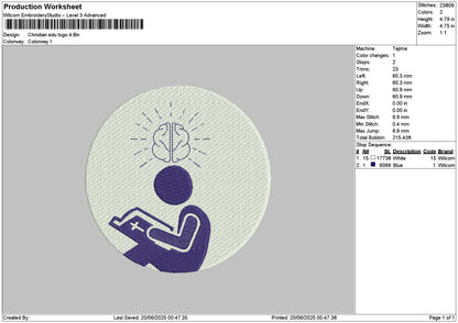 Reading 01 Embroidery File 6 sizes