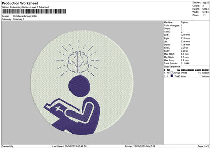 Reading 01 Embroidery File 6 sizes