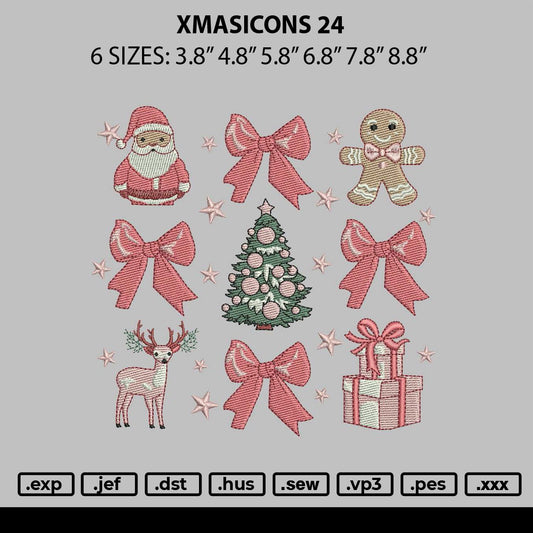 Xmasicons 24 Embroidery File 6 sizes