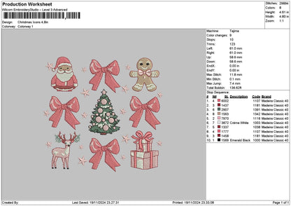 Xmasicons 24 Embroidery File 6 sizes