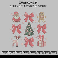 Xmasicons 24 Embroidery File 6 sizes