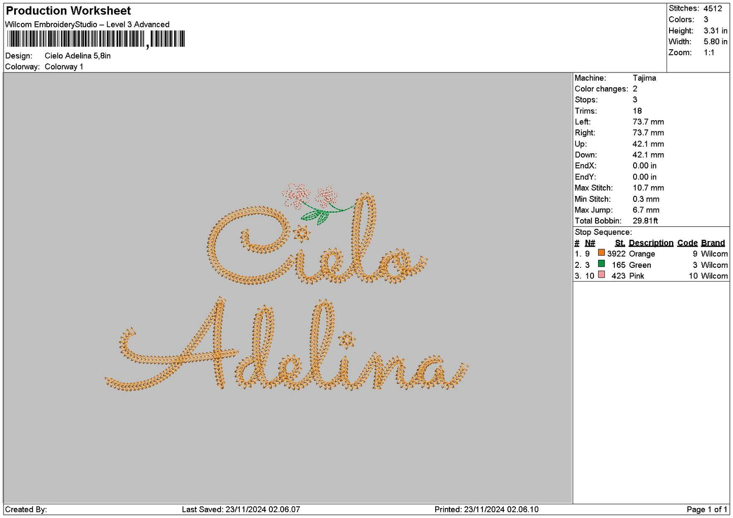 Adelinatext Embroidery File 6 sizes