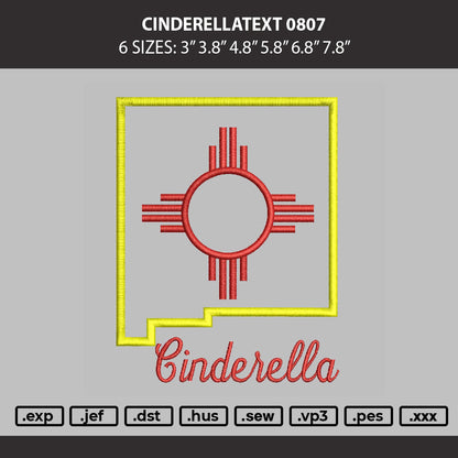 Cinderellatext 0807 Embroidery Machine Design File 6 sizes