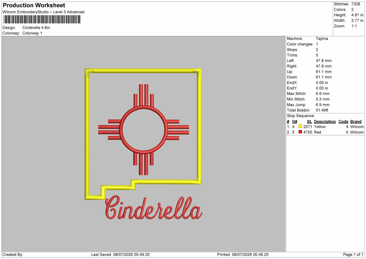 Cinderellatext 0807 Embroidery Machine Design File 6 sizes