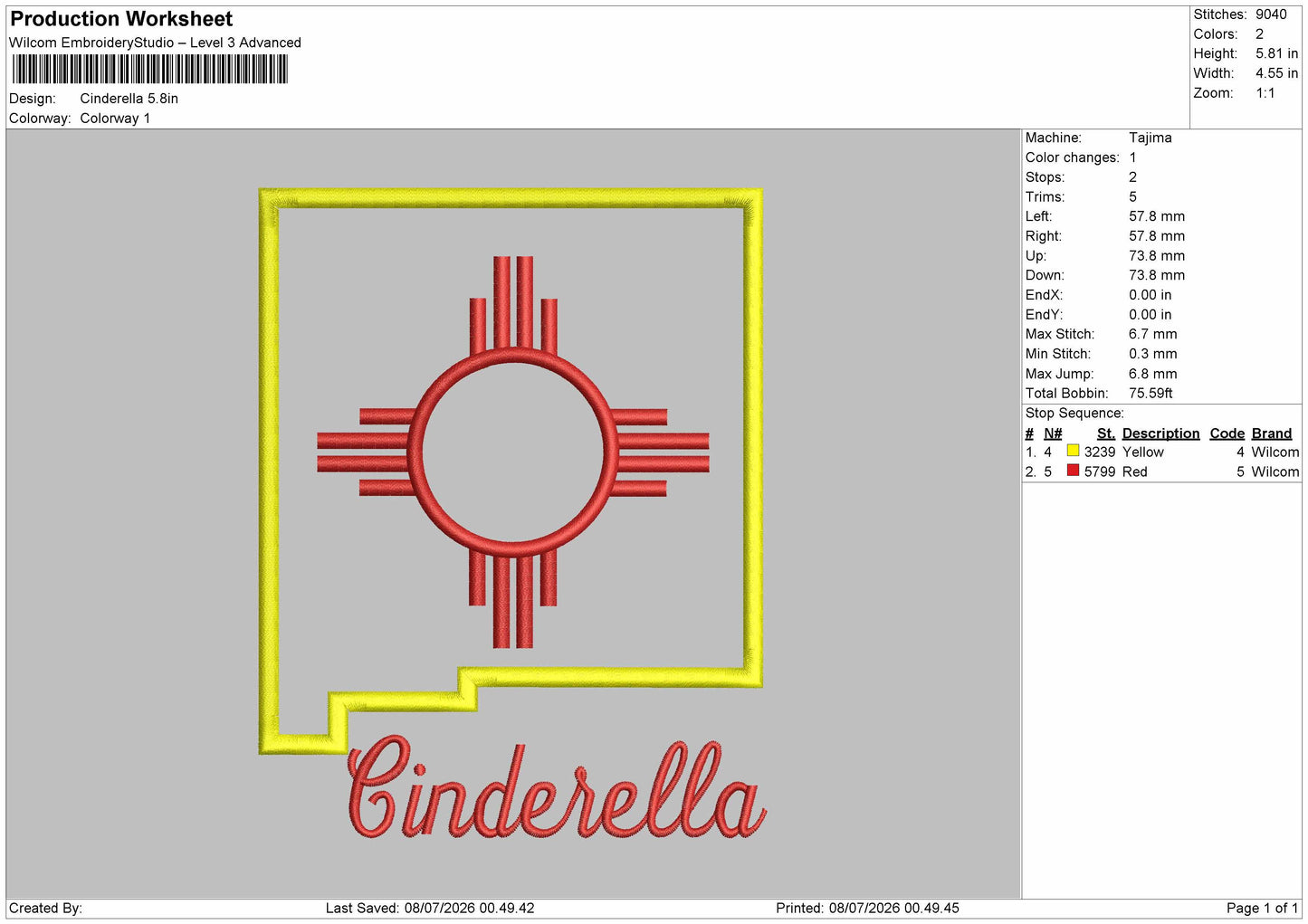 Cinderellatext 0807 Embroidery Machine Design File 6 sizes