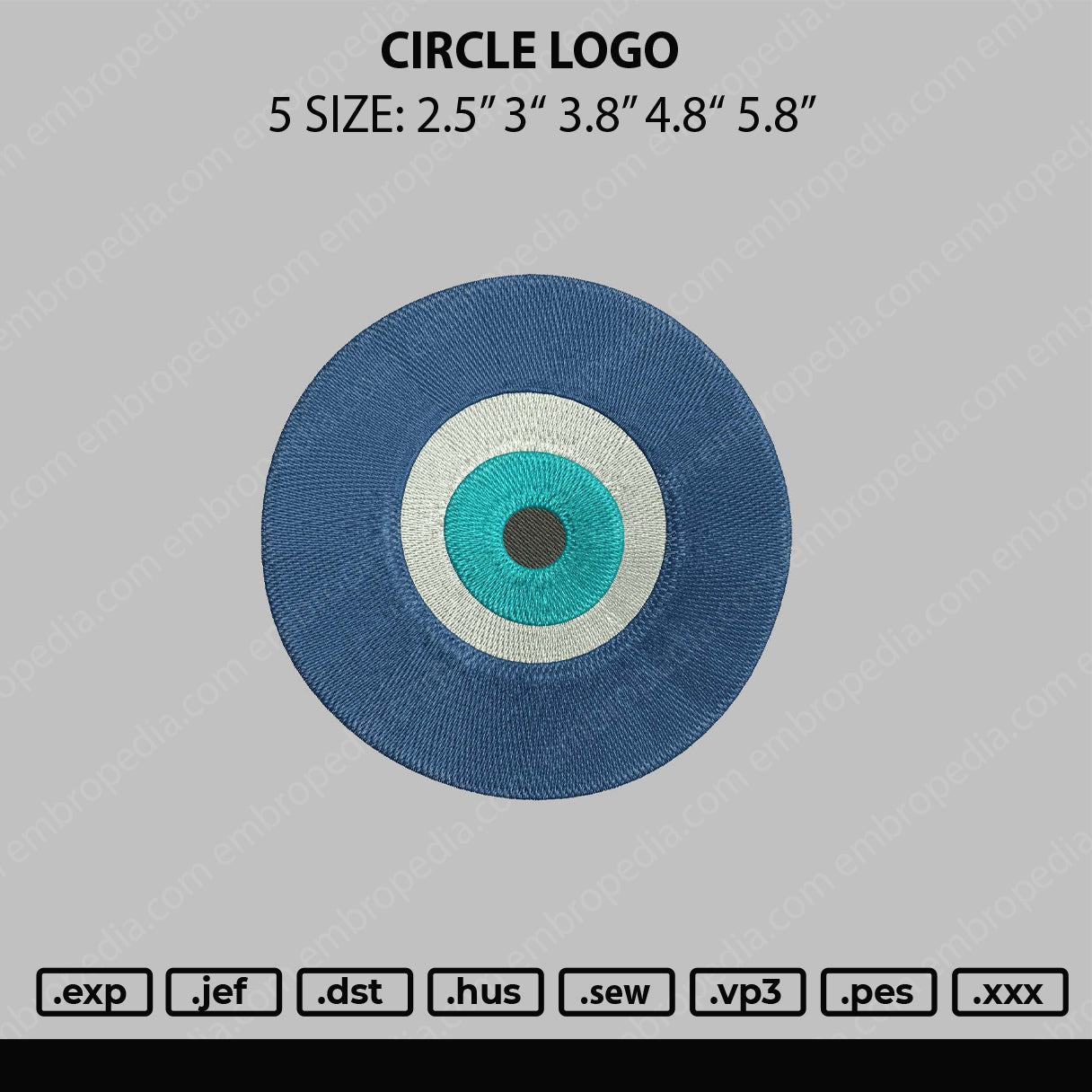 Circle Logo Embroidery File 5 sizes