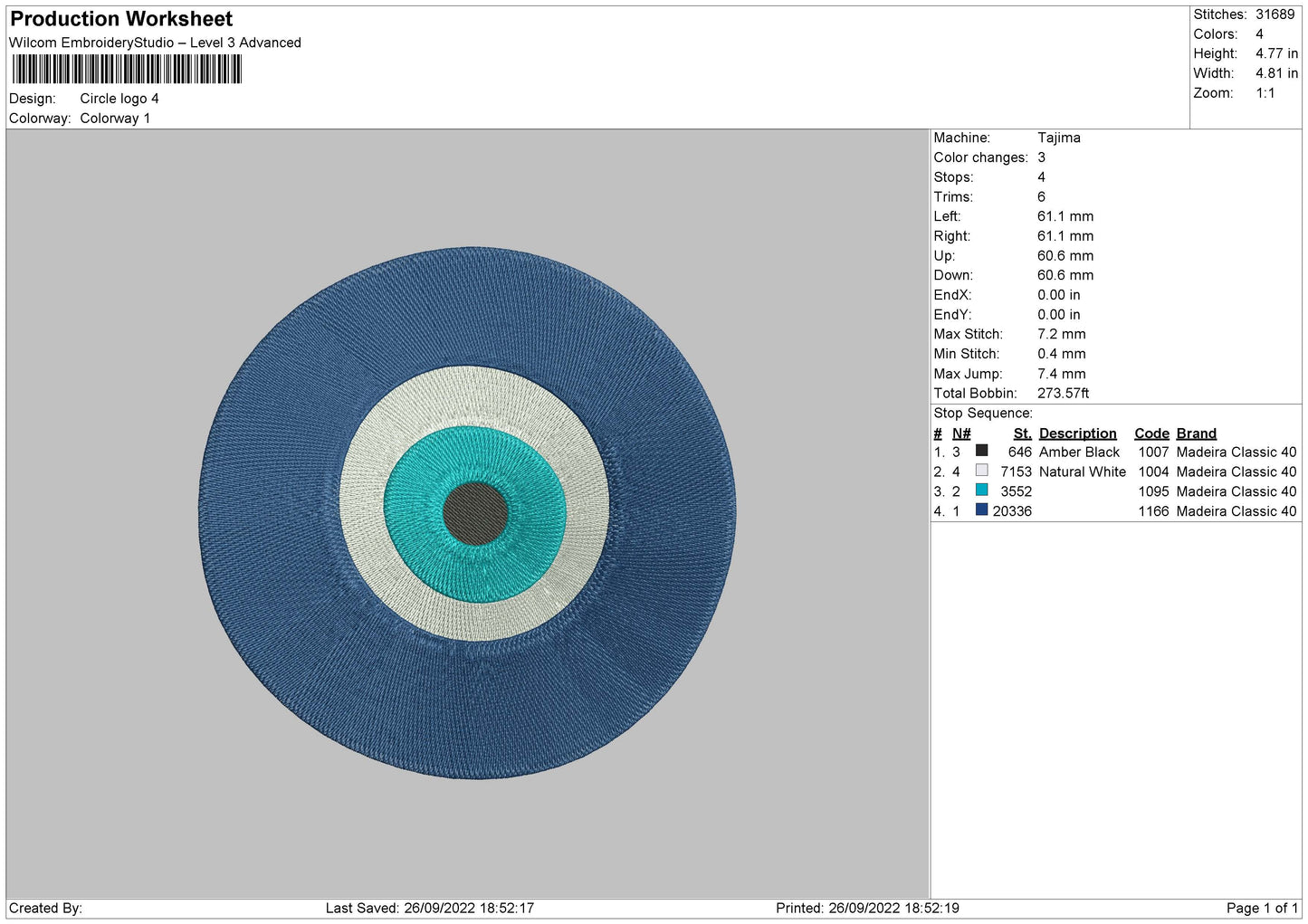 Circle Logo Embroidery File 5 sizes