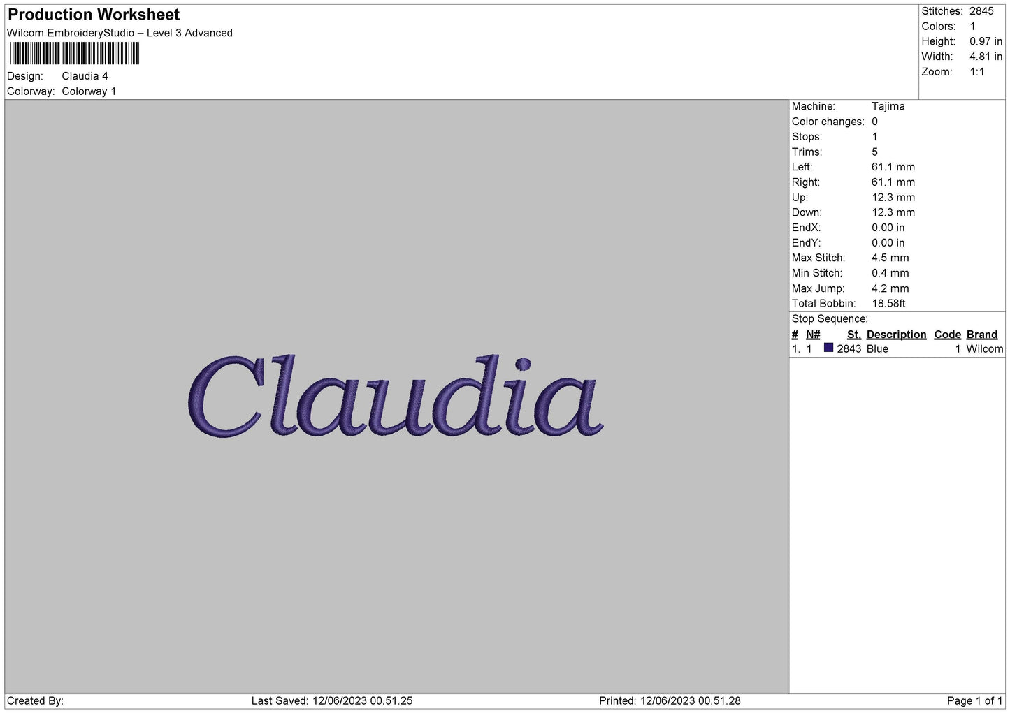 Claudia Embroidery File 6 sizes