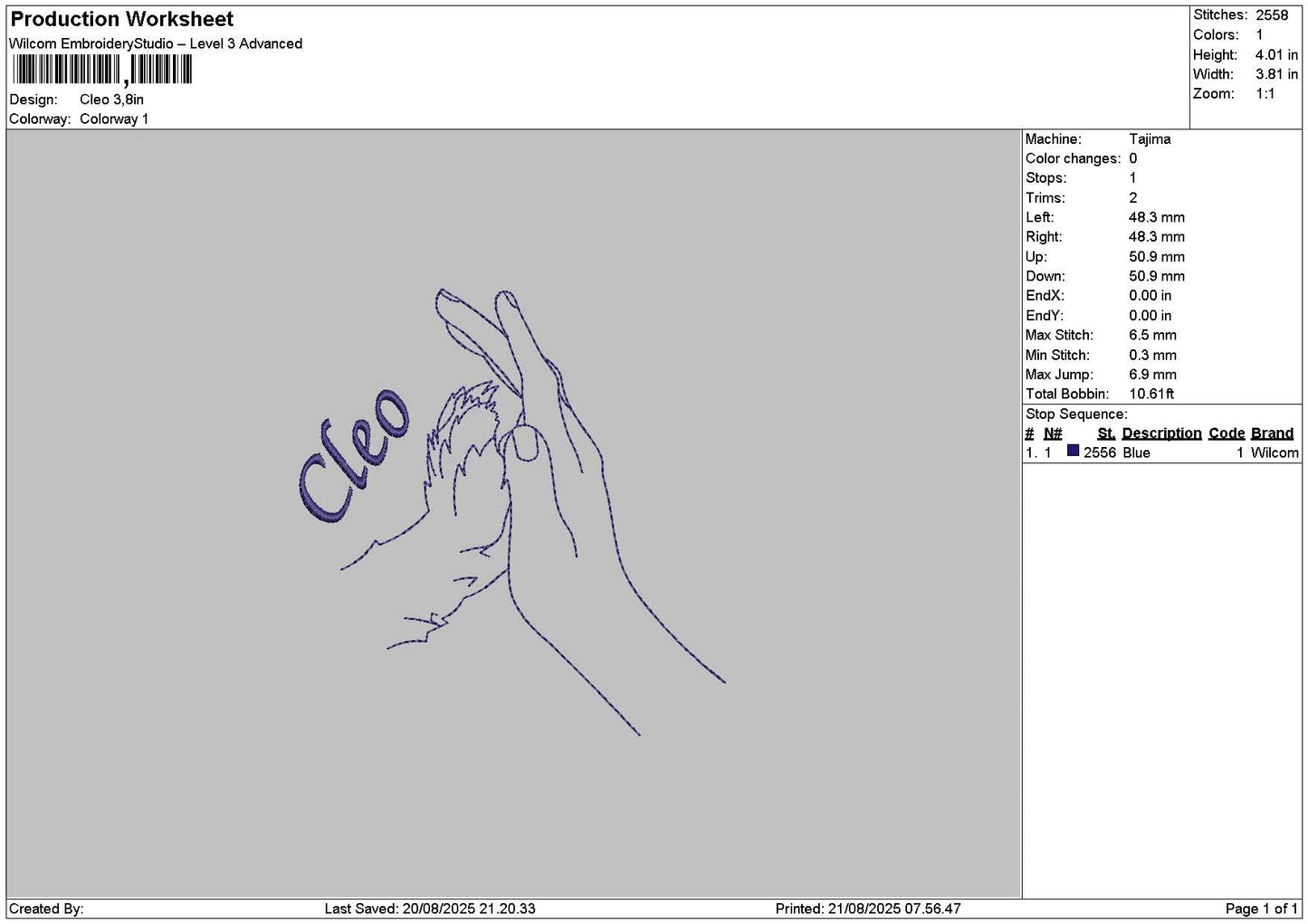Cleotext Embroidery File 6 sizes