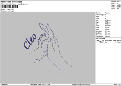 Cleotext Embroidery File 6 sizes