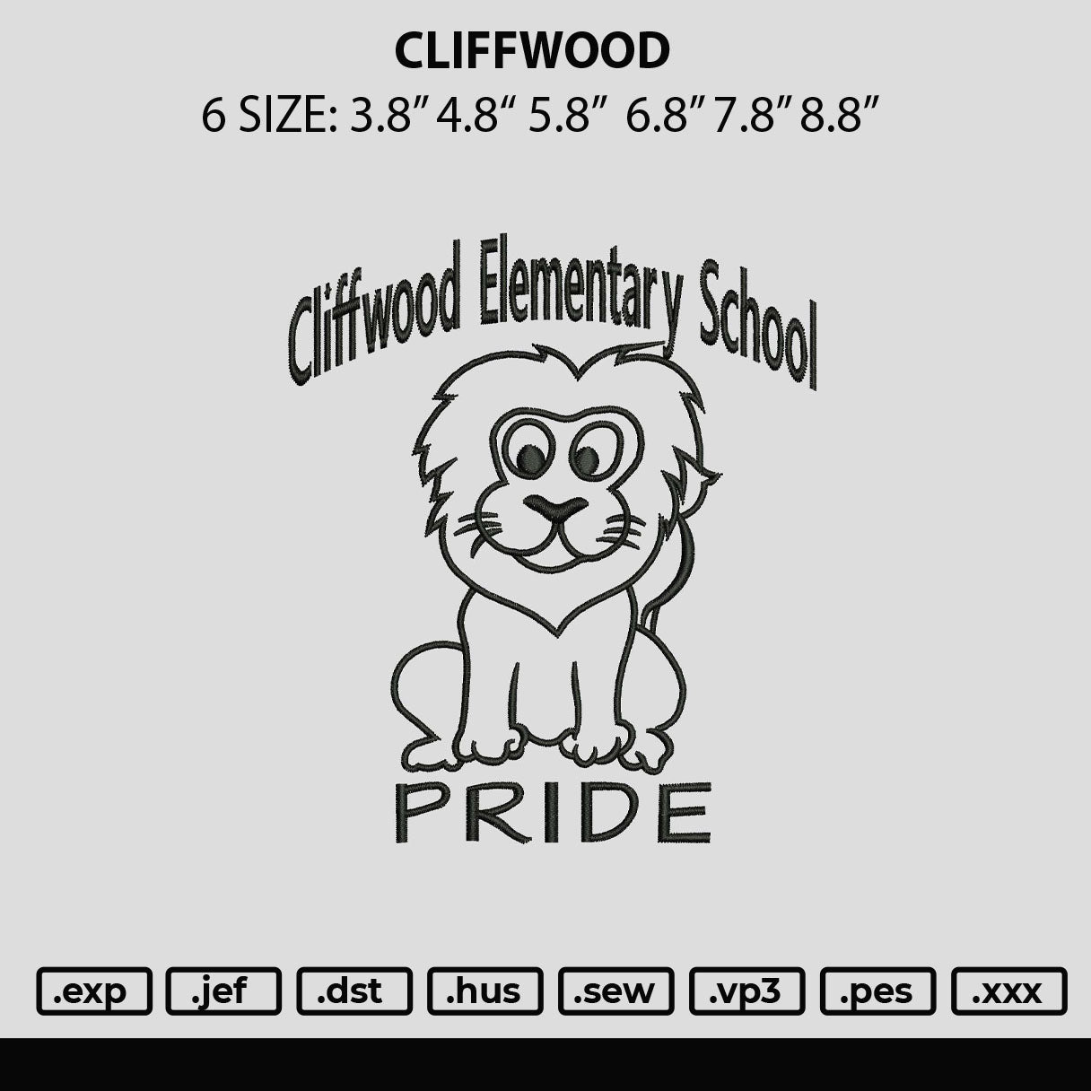 Clifwood Embroidery File 6 sizes
