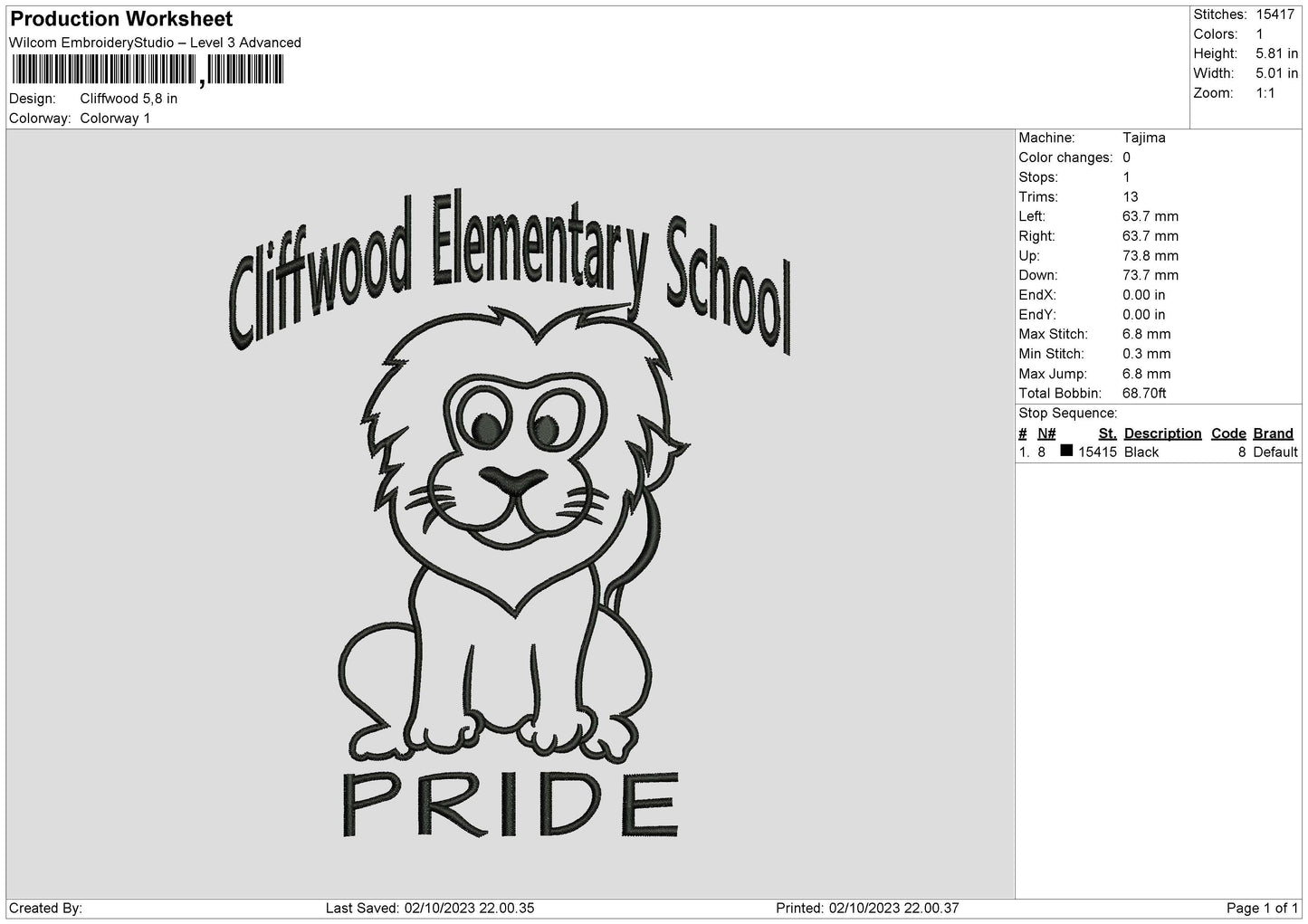 Clifwood Embroidery File 6 sizes