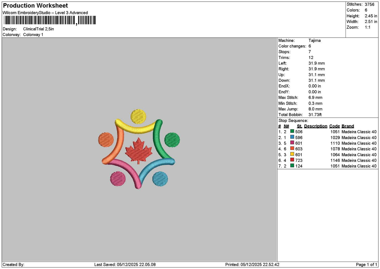 Logo Colorfull Embroidery File 6 sizes