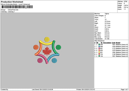 Logo Colorfull Embroidery File 6 sizes