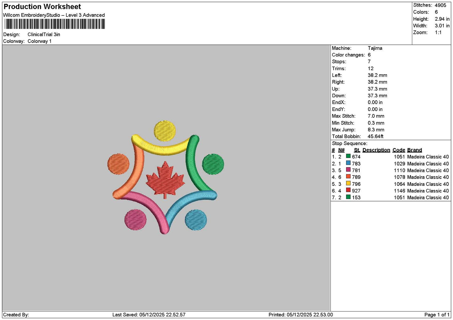 Logo Colorfull Embroidery File 6 sizes