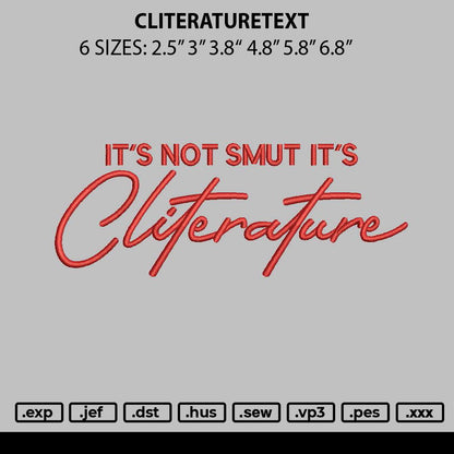 Cliteraturetext Embroidery File 6 sizes