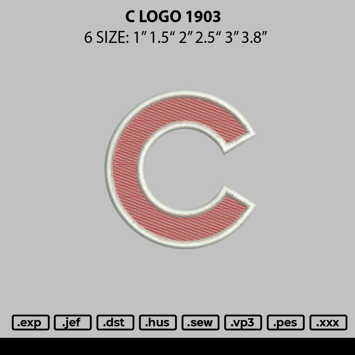 C Logo 1903 Emboidery Machine DesignFile 6 sizes
