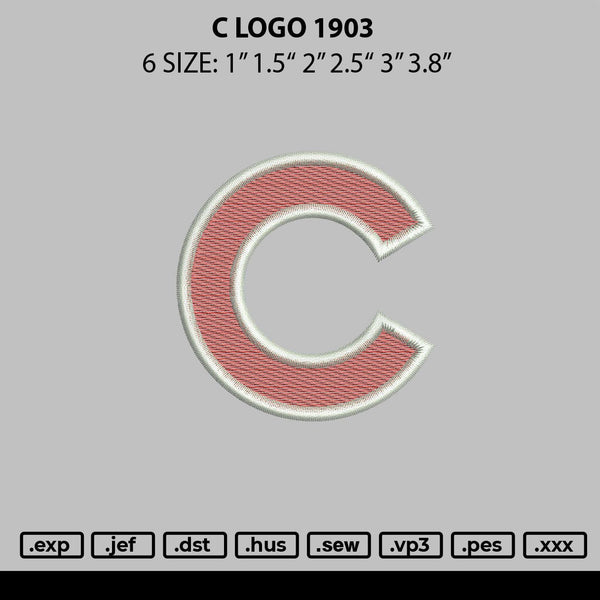 C Logo 1903 Emboidery File 6 sizes