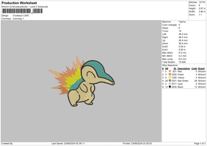 Cyndaquil Embroidery File 6 sizes