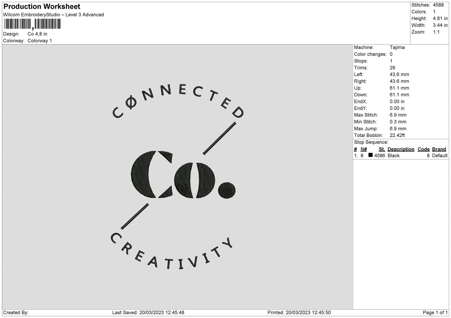 Co Embroidery File 6 sizes
