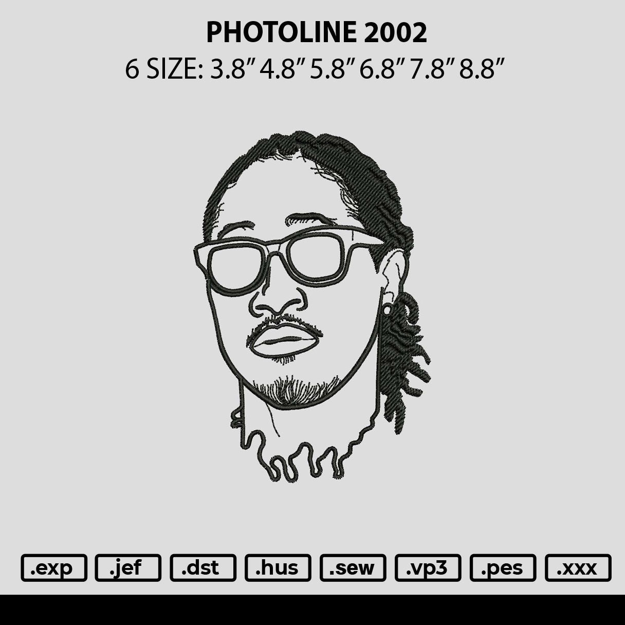 Photoline 2002 Embroidery File 6 sizes