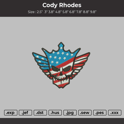 Cody Rhodes Embroidery File 6 sizes