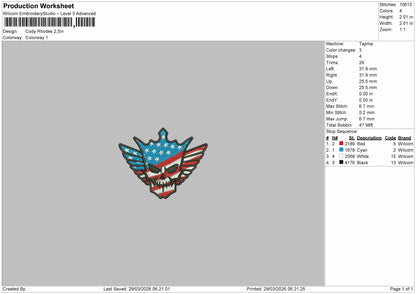Cody Rhodes Embroidery File 6 sizes