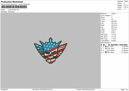 Cody Rhodes Embroidery File 6 sizes