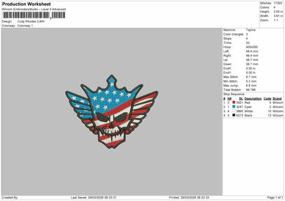 Cody Rhodes Embroidery File 6 sizes