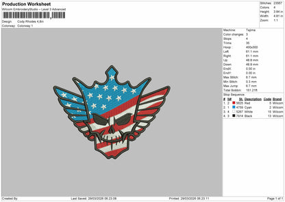 Cody Rhodes Embroidery File 6 sizes