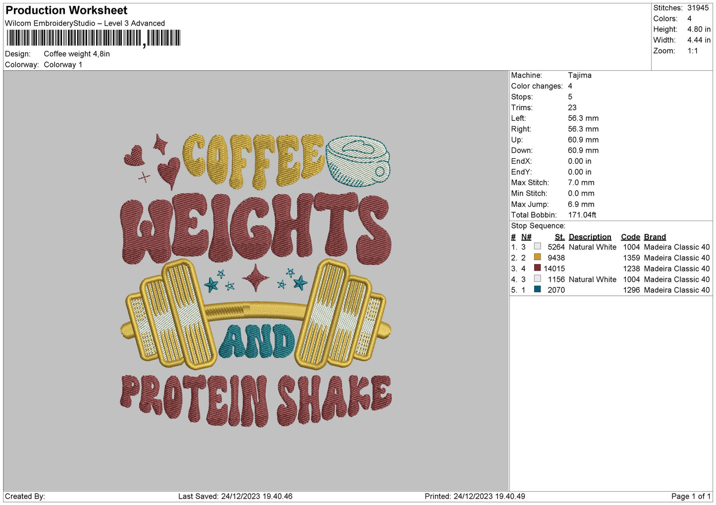 Coffee Text 2412 Embroidery File 6 sizes