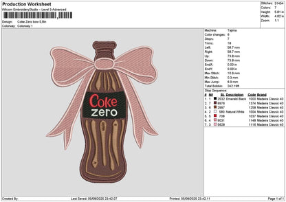 Coke Bow 0508 Embroidery File 6 sizes