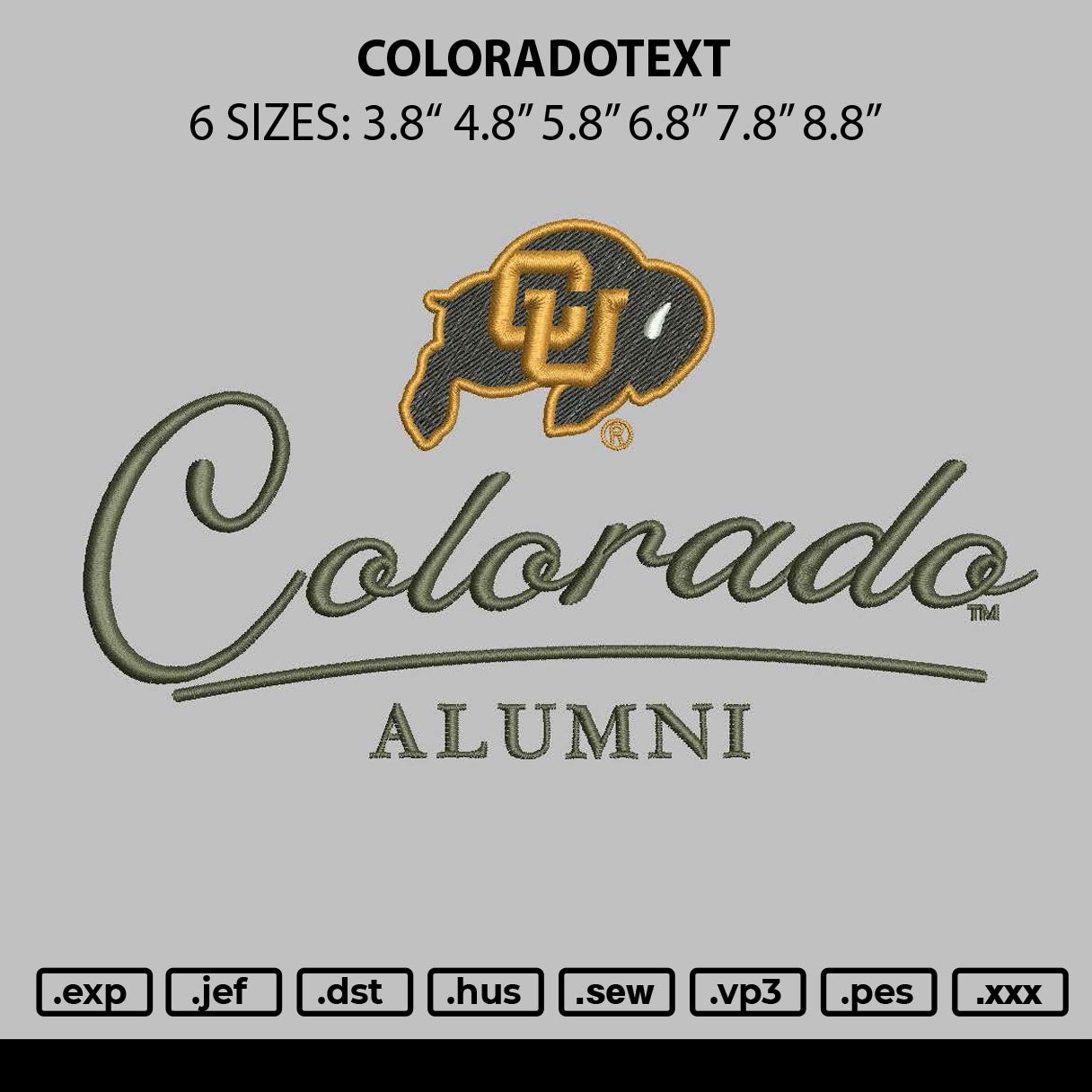 Coloradotext Embroidery File 6 sizes