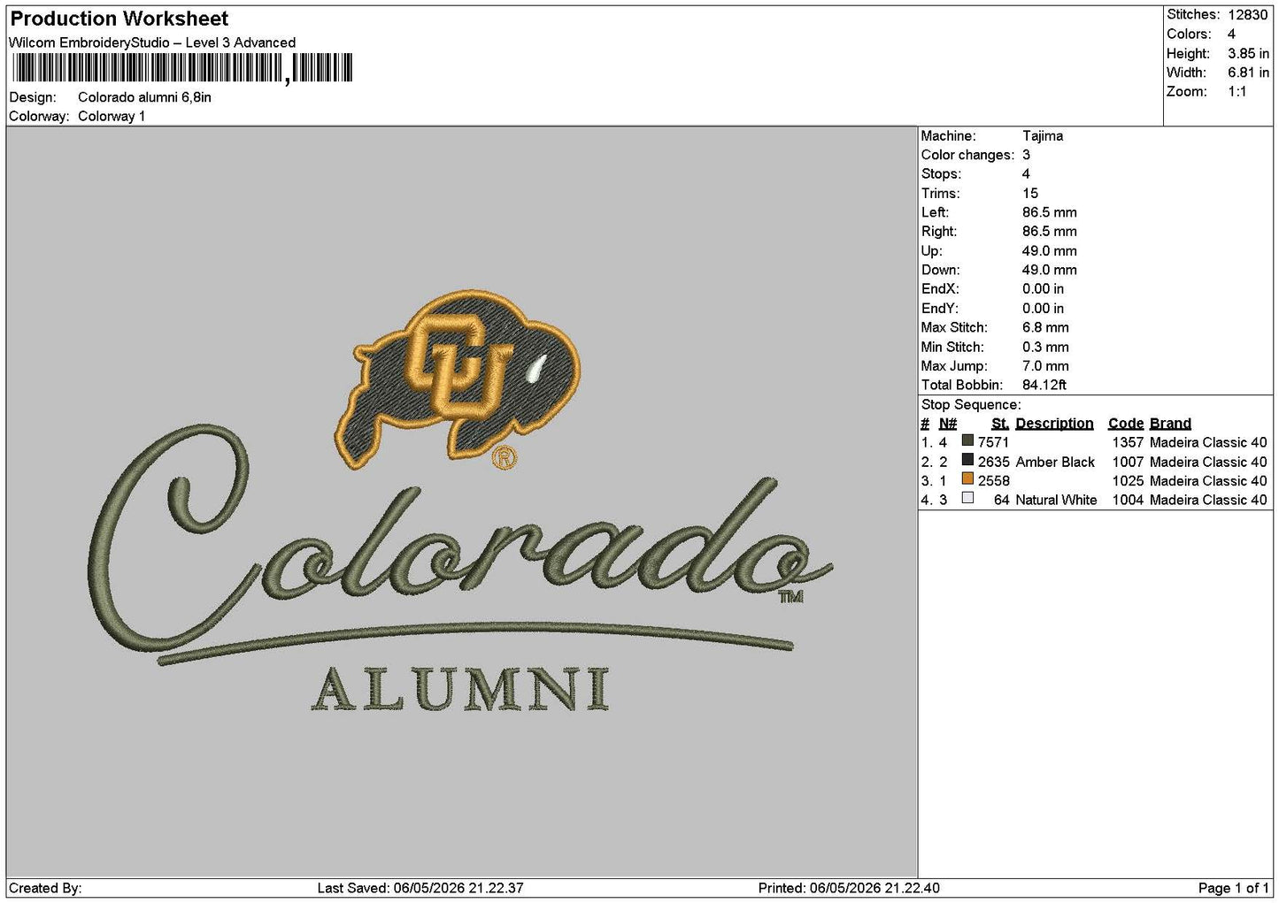 Coloradotext Embroidery File 6 sizes