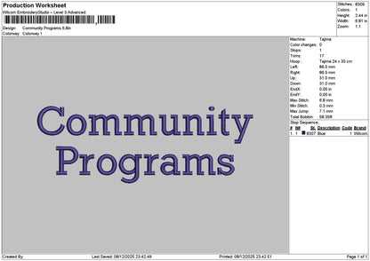 Communitytext 0812 Embroidery File 6 sizes
