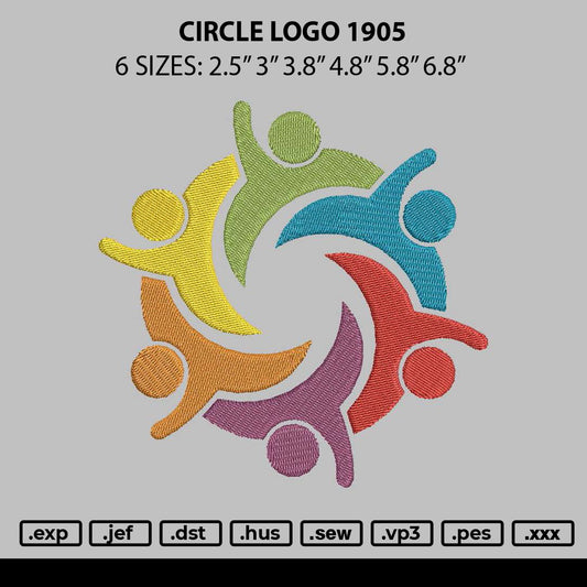 Circle Logo 1905 Embroidery Machine Design File 6 sizes