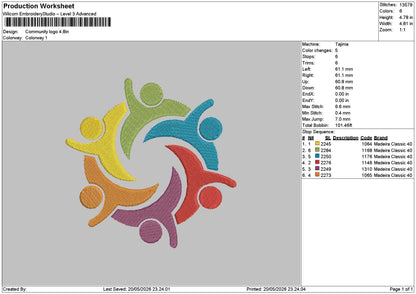 Circle Logo 1905 Embroidery Machine Design File 6 sizes
