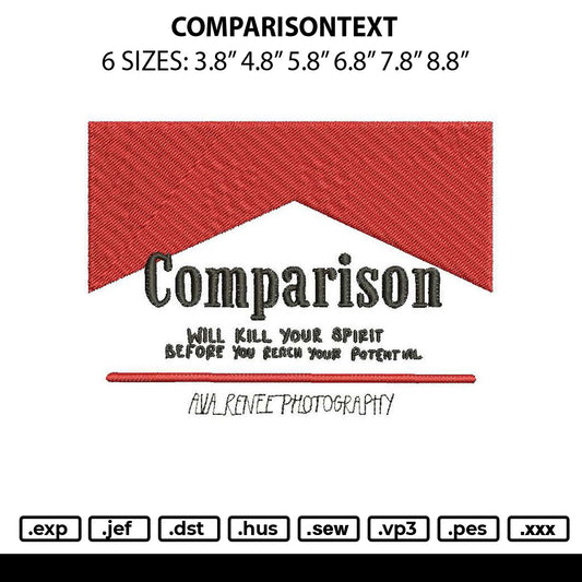 Comparisontext Embroidery File 6 sizes