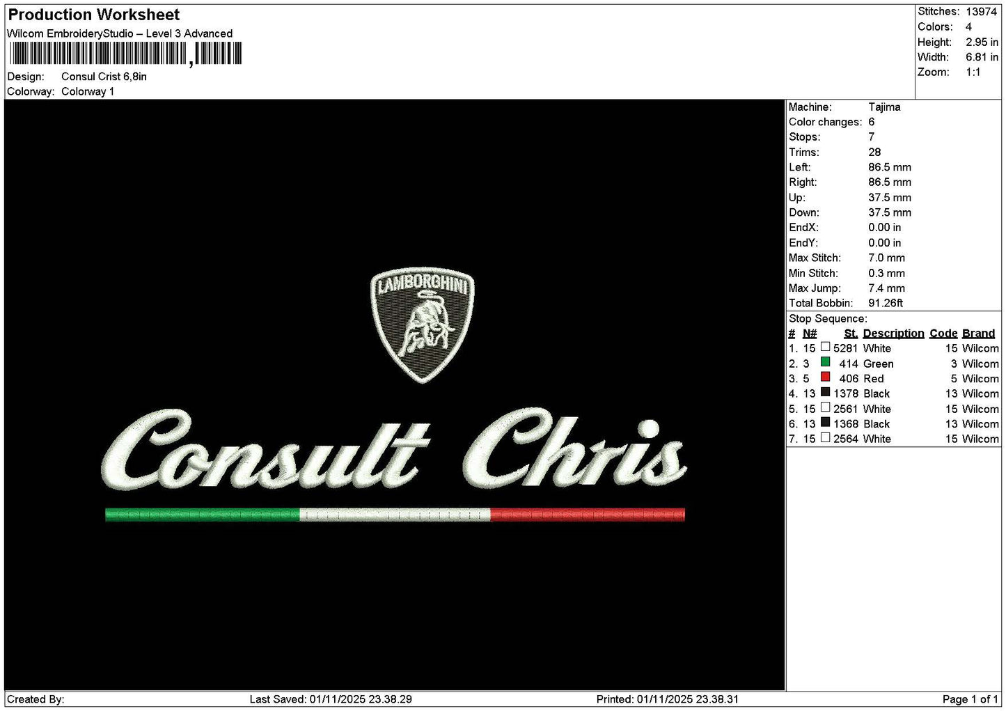 Consulttext Embroidery File 6 sizes