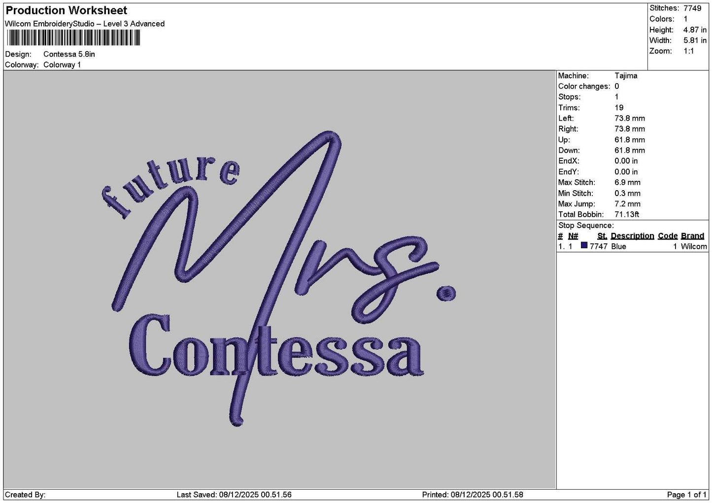 Contessatext Embroidery File 6 sizes