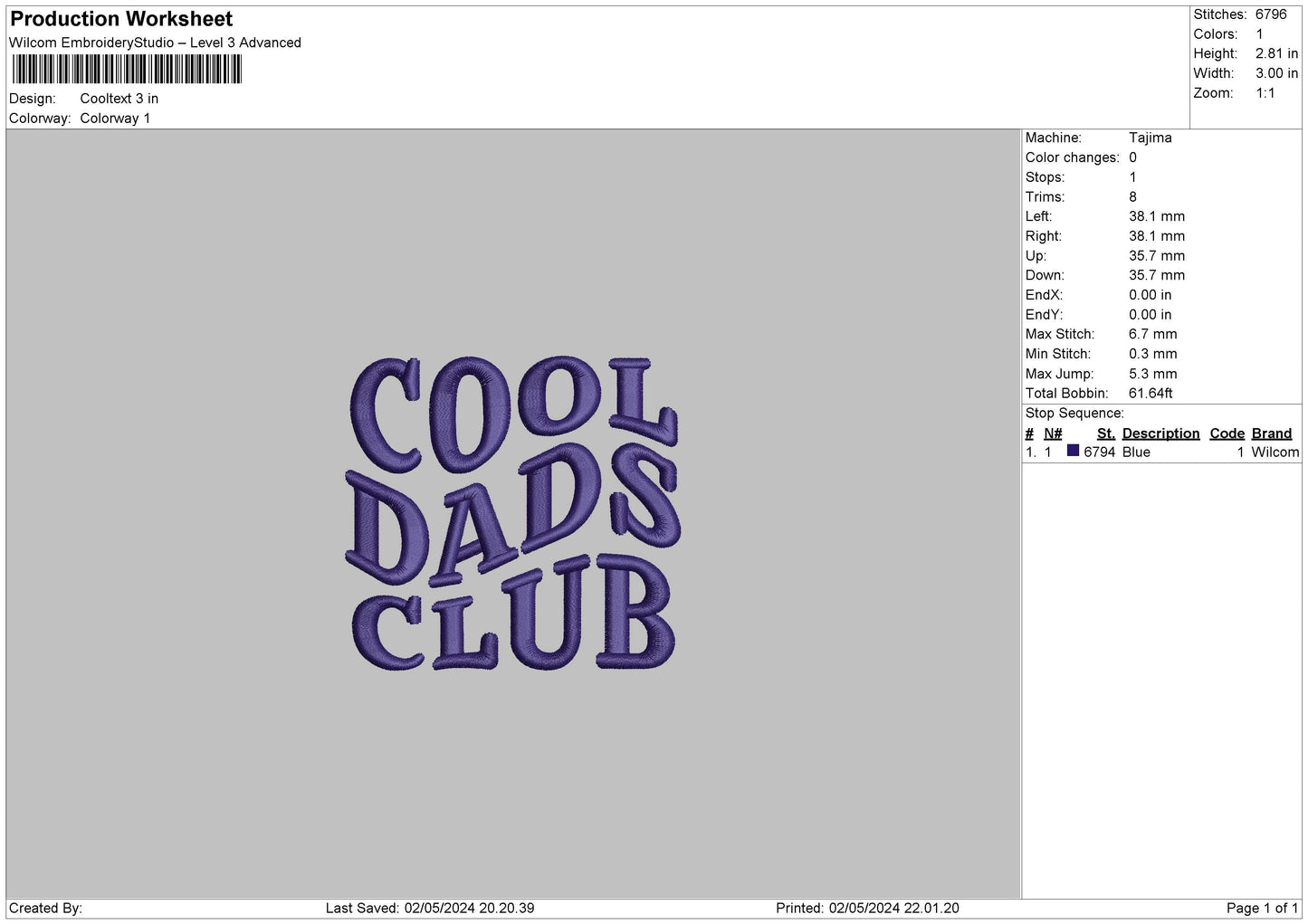Cooltext02 Embroidery File 6 sizes
