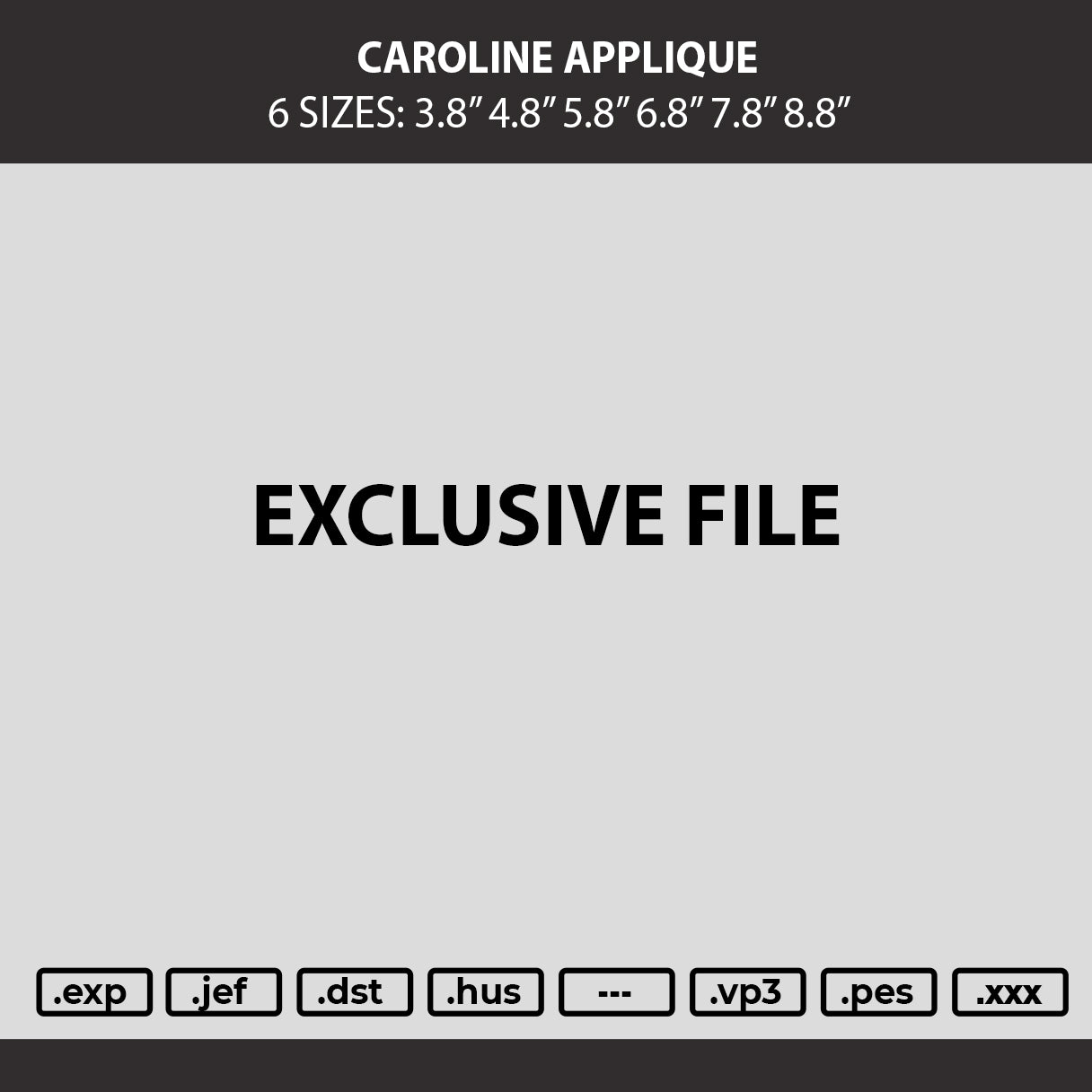 Caroline App Embroidery Machine Design File 6 sizes