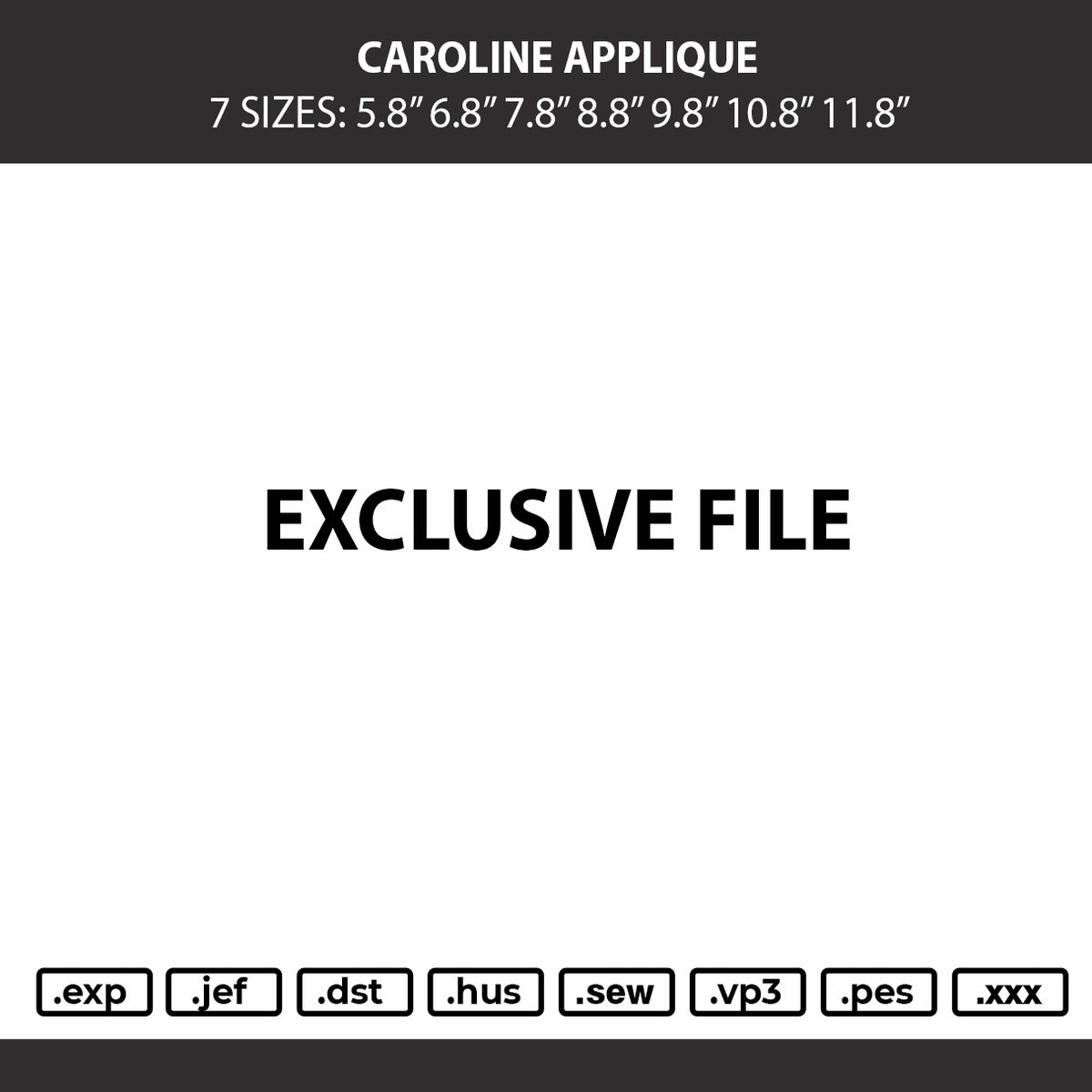 Caroline App Embroidery Machine Design File 6 sizes