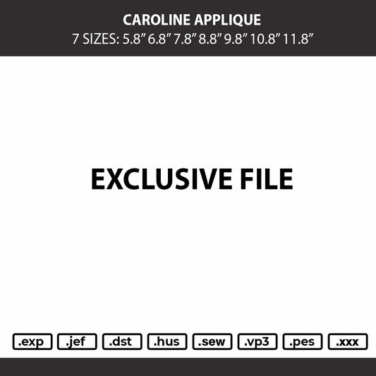 Caroline App Embroidery Machine Design File 6 sizes