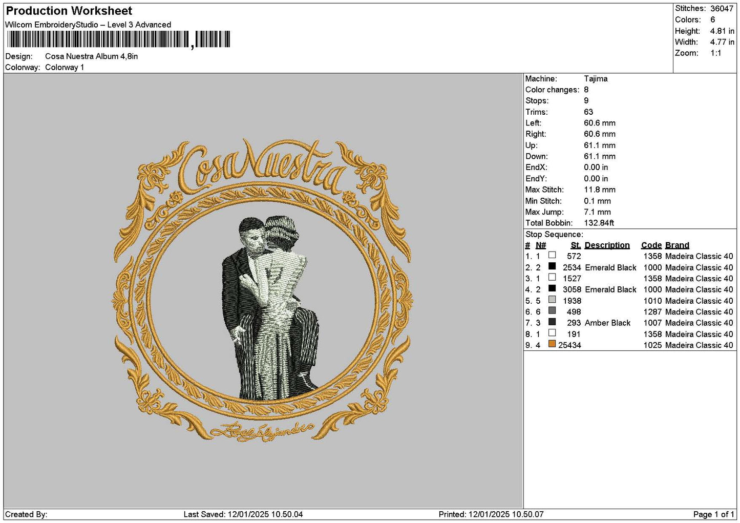 Cosacircle Embroidery File 6 sizes