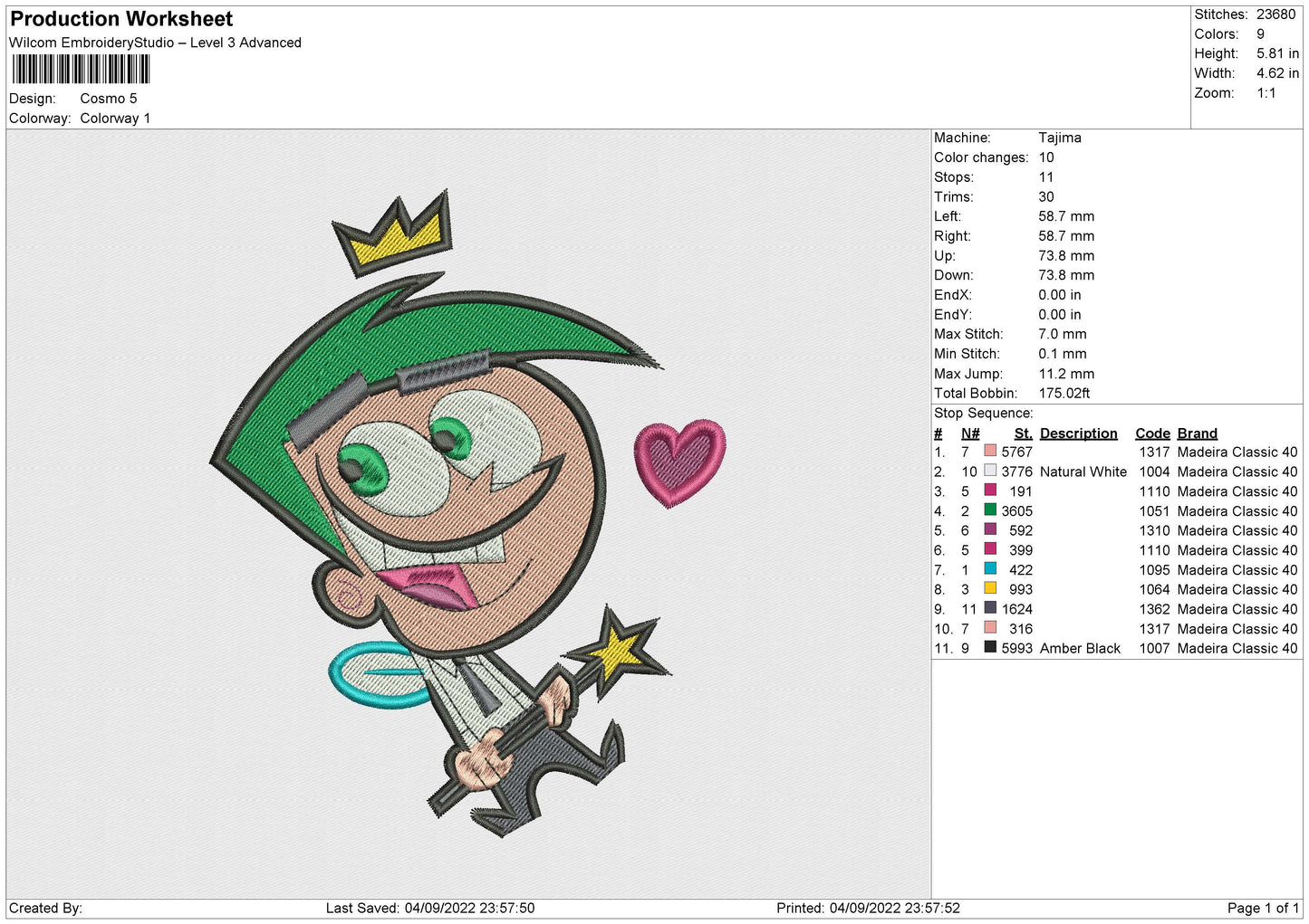 Cosmo 02 Embroidery File 5 sizes