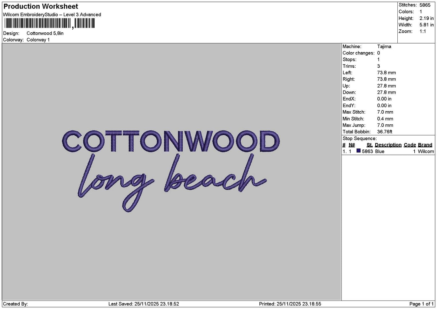 Cottontext Embroidery File 6 sizes