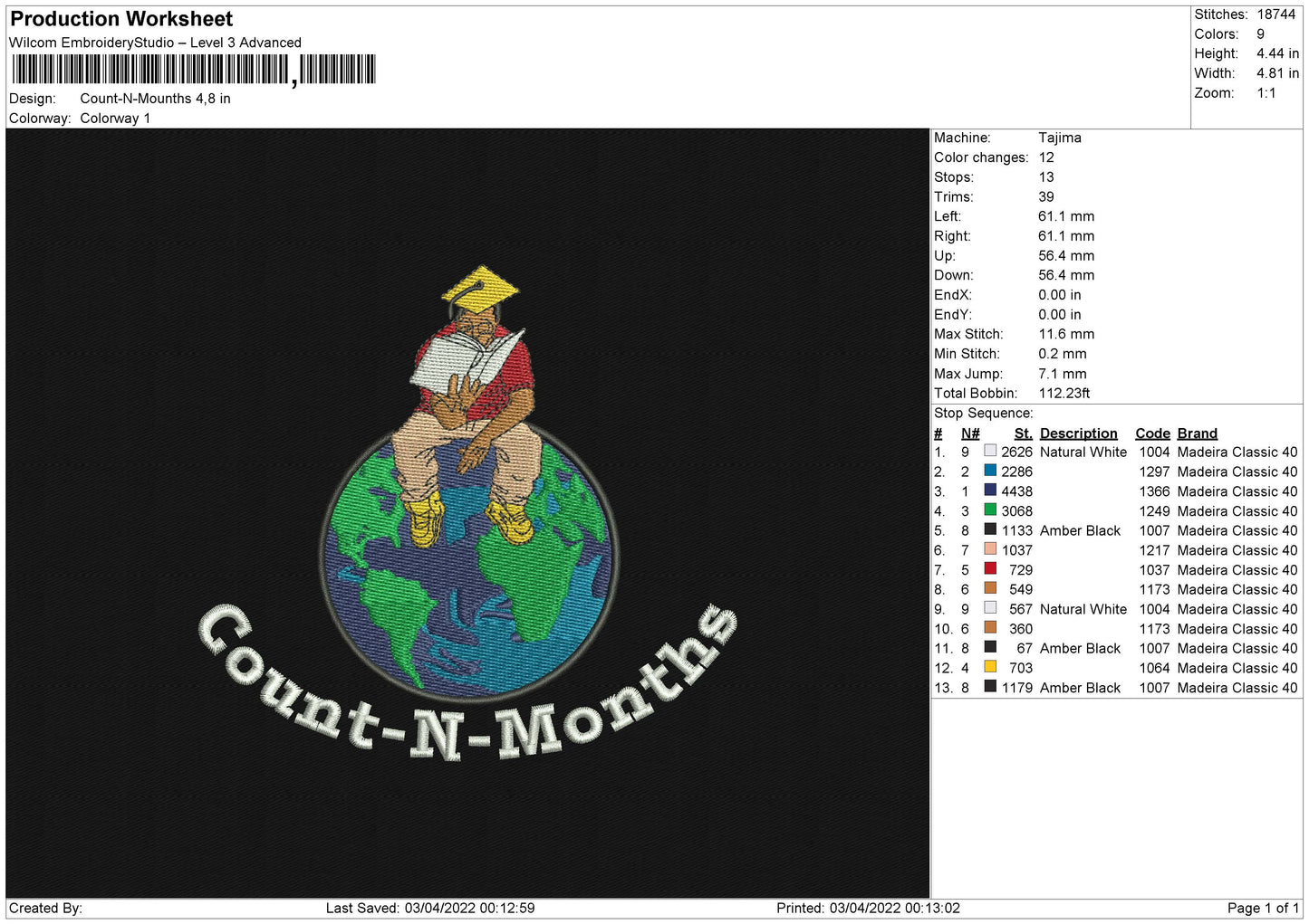 Count N Mount Embroidery File 4 size