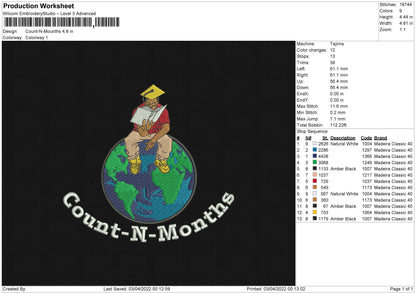 Count N Mount Embroidery File 4 size